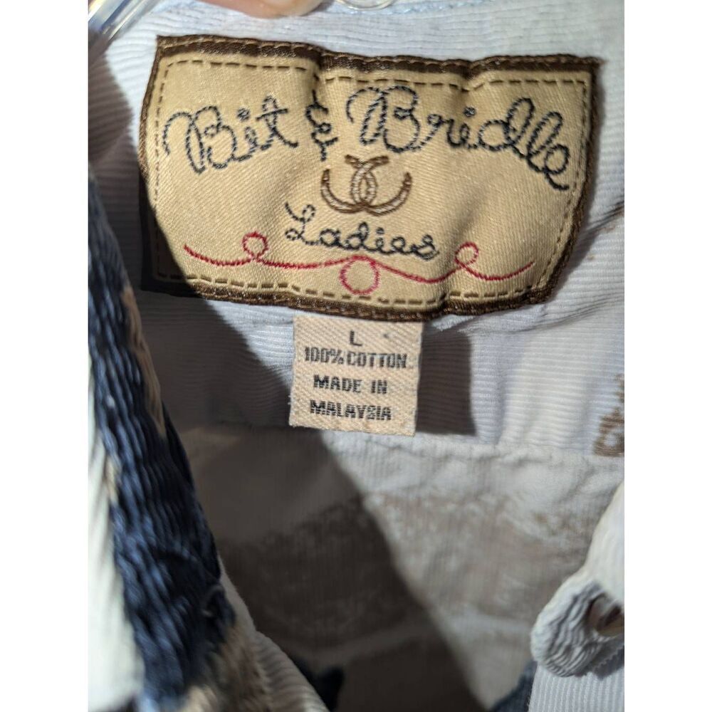 Bit & Bridle White and Blue Button Down Shirt - Picture 10 of 16